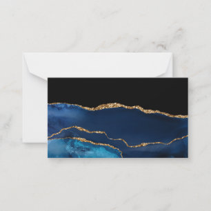 Cartão De Notas Mármore de Ágata Azul Brilho Dourado Glamouroso Ch