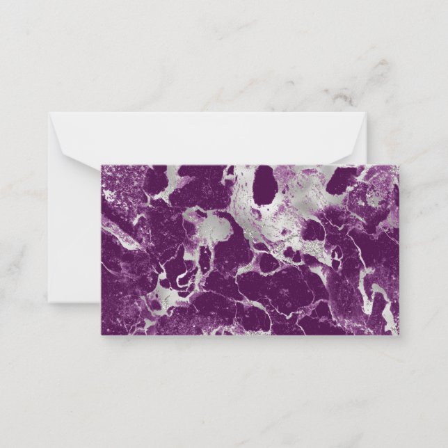 Cartão De Notas Mármore Violeta Roxo Elegante Abstrato Chic (Frente)