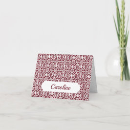 Cartão De Notas Maroon com Padrão de Lace Crochet Branco
