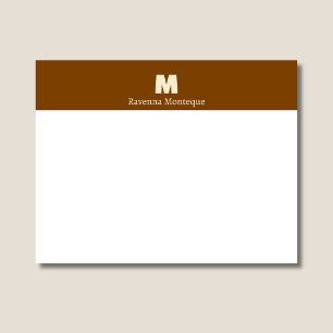 Cartão De Notas Marrom Chocolate Personalizado Nome Letra Monogram