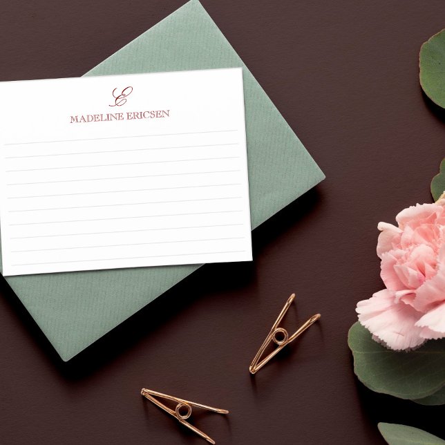 Cartão De Notas Marsala e Monograma Branco (Criador carregado)