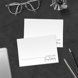 Cartão De Notas Másculina Mínima Preta e Branco Simples