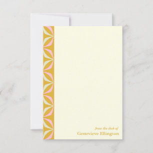 Cartão De Notas Meio século Cor-de-Rosa Amarelo Retroativo Moderno