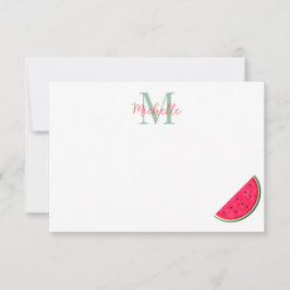 Cartão De Notas Melancia Personalizada com Monograma de Desenho An