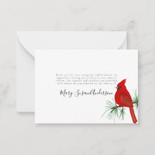 Cartão De Notas Memorial Funeral do Cardeal BUDGET Obrigado Nota