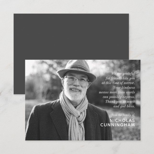 Cartão De Notas Memorial Moderno Elegante Foto e Mensagem Personal (Frente/Verso)