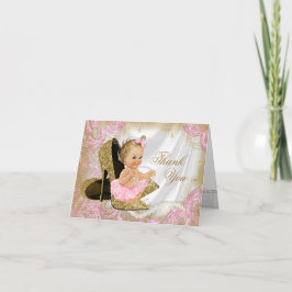 Cartão De Notas Menina de Sapato Dourado Rosa Chuveiro de Bebê Obr