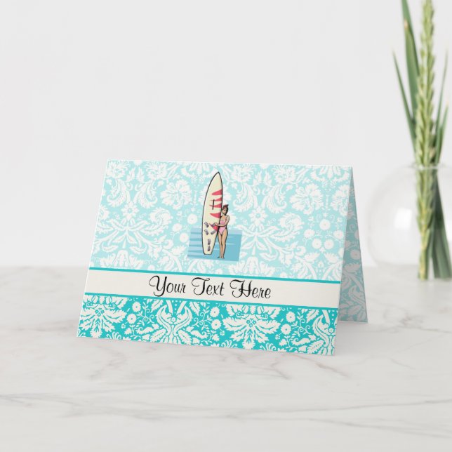 Cartão De Notas Menina do surfista (Frente)