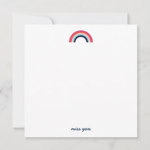 Cartão De Notas Menina, seu arco-íris moderno em azul