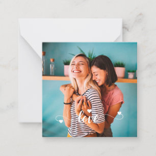 Cartão De Notas Meninas Amor Branco Script Com Coração Dia dos Nam