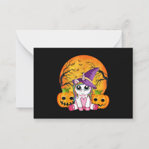 Cartão De Notas Meninas de Halloween Fofas Unicórnio Bruxo Hallowe