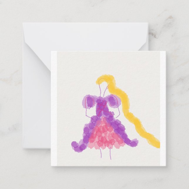 Cartão De Notas Meninas Flor Rapunzel  (Frente)