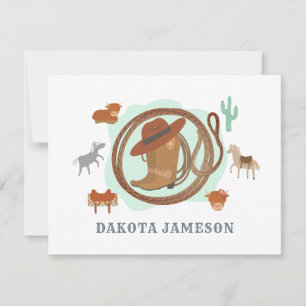 Cartão De Notas Menino Tema Personalizado do Cowboy