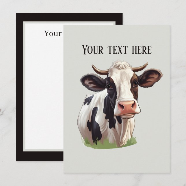 Cartão De Notas Mensagem de adição de vaca crua para qualquer efei (Frente/Verso)