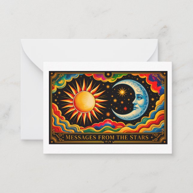 Cartão De Notas Mensagens Das Estrelas - Design 1 (Frente)