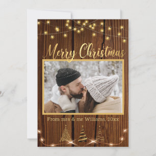 Cartão De Notas merry christmas gold rustic wood holiday photo
