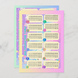 Cartão De Notas Mesa de Multiplicação de Unicórnio Duplo Lado