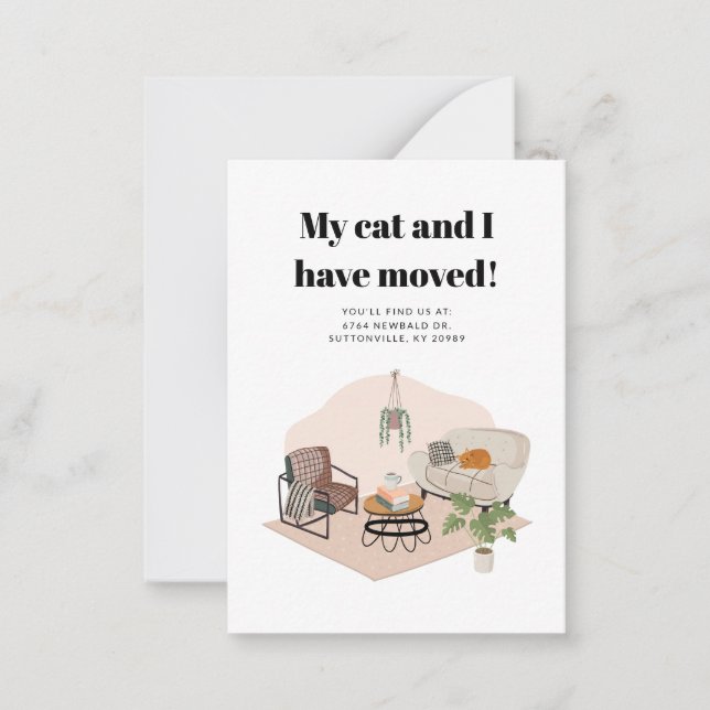 Cartão De Notas Meu Gato e eu mudamos de endereço movendo-se (Frente)