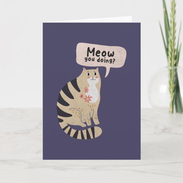 Cartão De Notas Miau Que Está Fazendo? (Frente)
