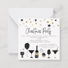 Cartão De Notas MINI | Convidado Dourado Festa de Natal Negro