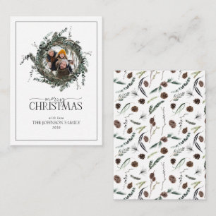 Cartão De Notas Mini Dusty Watercolor Wreath Feliz Foto de Natal