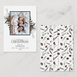 Cartão De Notas Mini Dusty Winter Watercolor Foto Feliz De Natal