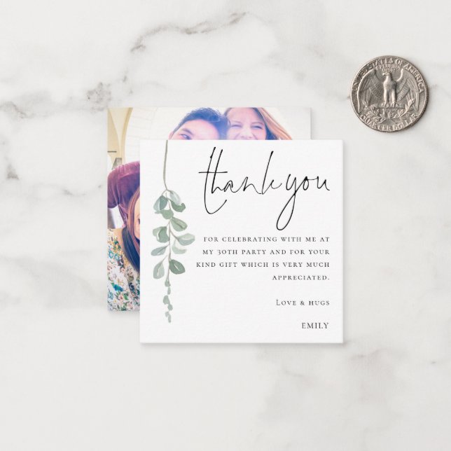 Cartão De Notas MINI Eucalyptus Photo aniversário de 30 anos Obrig (Frente/Verso In Situ)