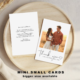 Cartão De Notas Mini Foto do Coração de Script Minimalista Obrigad