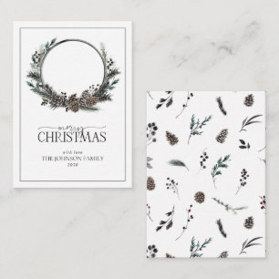 Cartão De Notas Mini Modern Black Winter Wreath Feliz Natal