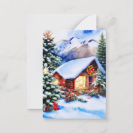 Cartão De Notas Mini orçamento da cabine de montanha de Natal