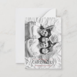 Cartão De Notas Mini Red Berry Black & White Photo Feliz Natal