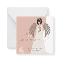 MINI SIZE Joy Love Peace Angel Holiday Card