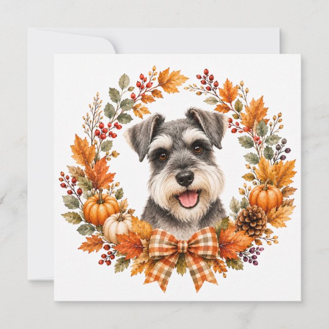 Cartão De Notas Miniature Schnauzer Outono (Frente)