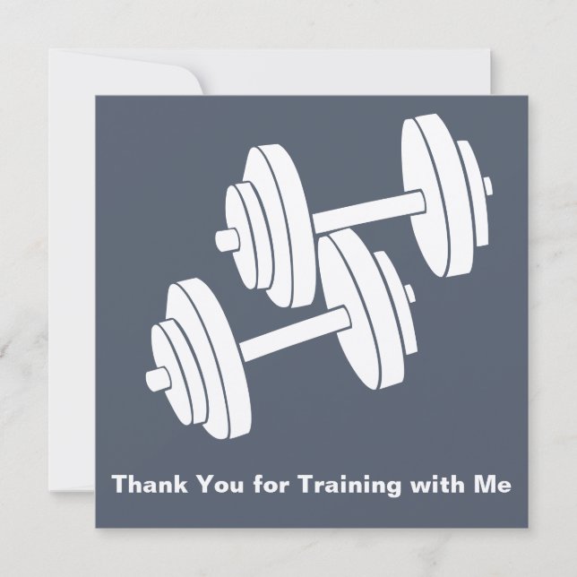 Cartão De Notas Minimal Dumbbell Grey White Square Thank You (Frente)