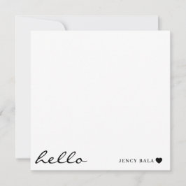 Cartão De Notas Minimal Modern Heart Clean White Design