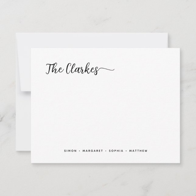 Cartão De Notas Minimalist Black and White Family Stationery  (Frente)