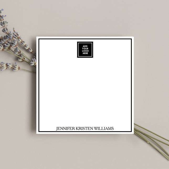 Cartão De Notas Minimalist Black Business Logo Personalized  (Criador carregado)