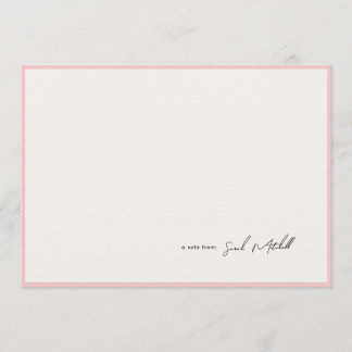 Cartão De Notas Minimalist Blush Pink Border Personalized Script
