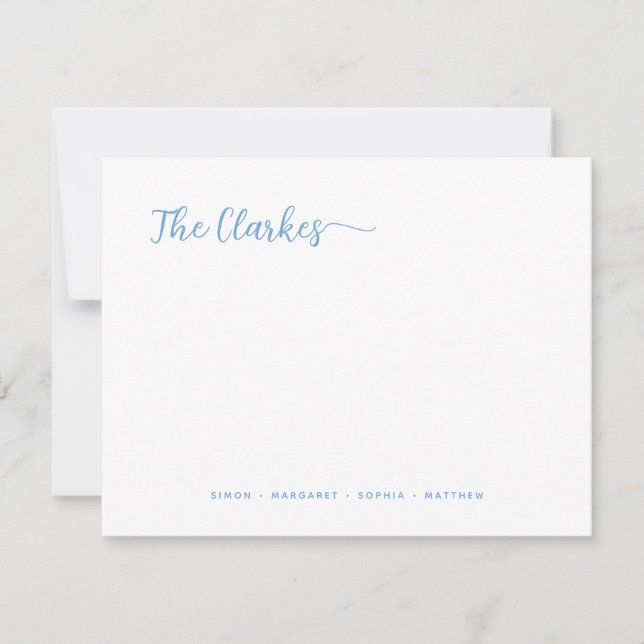 Cartão De Notas Minimalist Dusty Blue Family Stationery  (Frente)