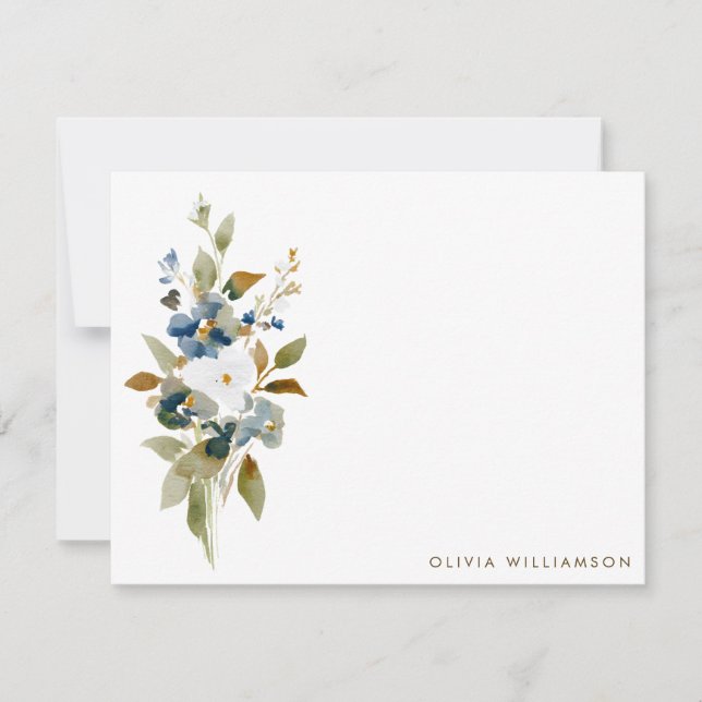 Cartão De Notas Minimalist Fall Wildflower Personalized Stationery (Frente)