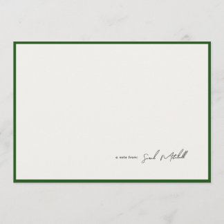 Cartão De Notas Minimalist Hunter Green Border Personalized Script