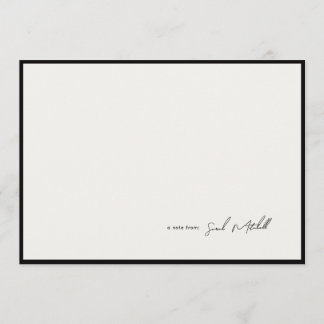 Cartão De Notas Minimalist Ink Black Border Personalized Script