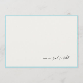 Cartão De Notas Minimalist Light Blue Border Personalized Script