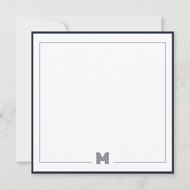 Cartão De Notas Minimalist Monogram Double Border Stationery (Frente)