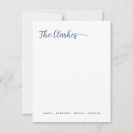 Cartão De Notas Minimalist Navy Blue Family Stationery Vertical