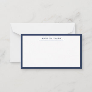 Cartão De Notas Minimalista Clássico de Linha Simples Azul do Mari
