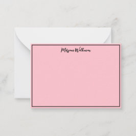 Cartão De Notas Minimalista de borda, nome e Vazio preto e rosa