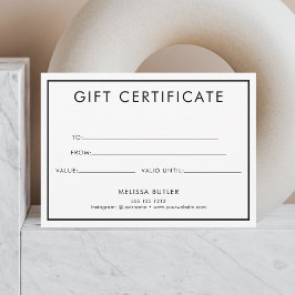 Cartão De Notas Minimalista de Voucher de Certificado de Presente