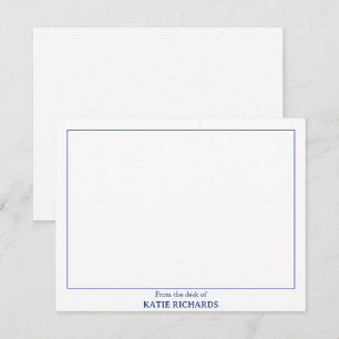 Cartão De Notas Minimalista do escrivaninho da borda quadrada azul