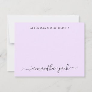 Cartão De Notas Minimalista Elegante de Script de Na moda lavanda